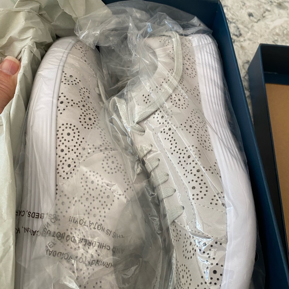 Women's White Perforated Sneakers